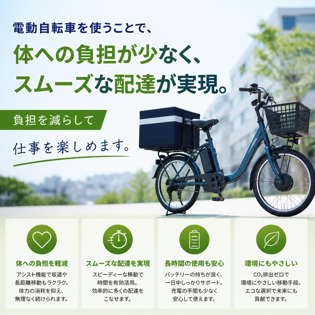 ラクラク配達！電動自転車の導入