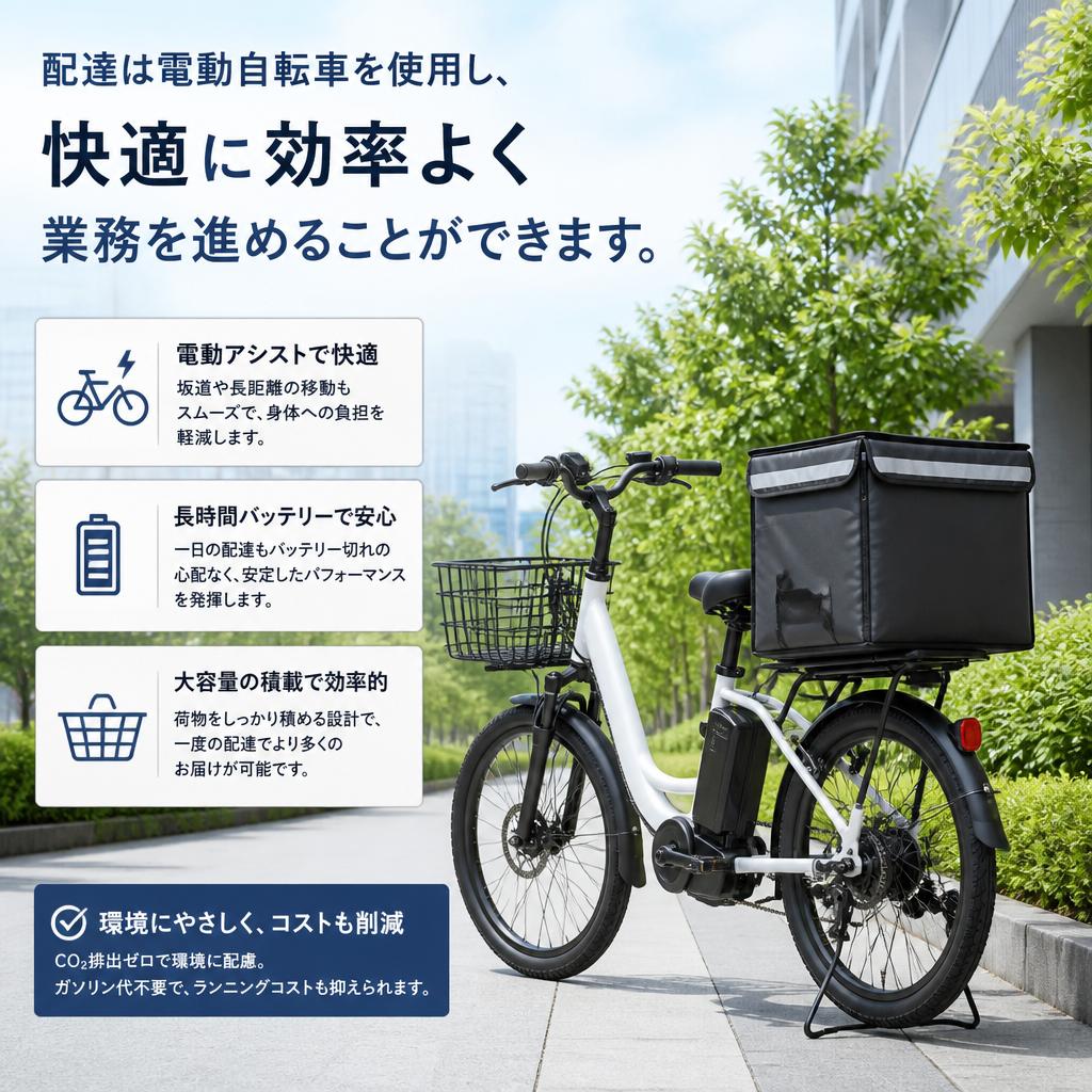 配達手段は電動自転車