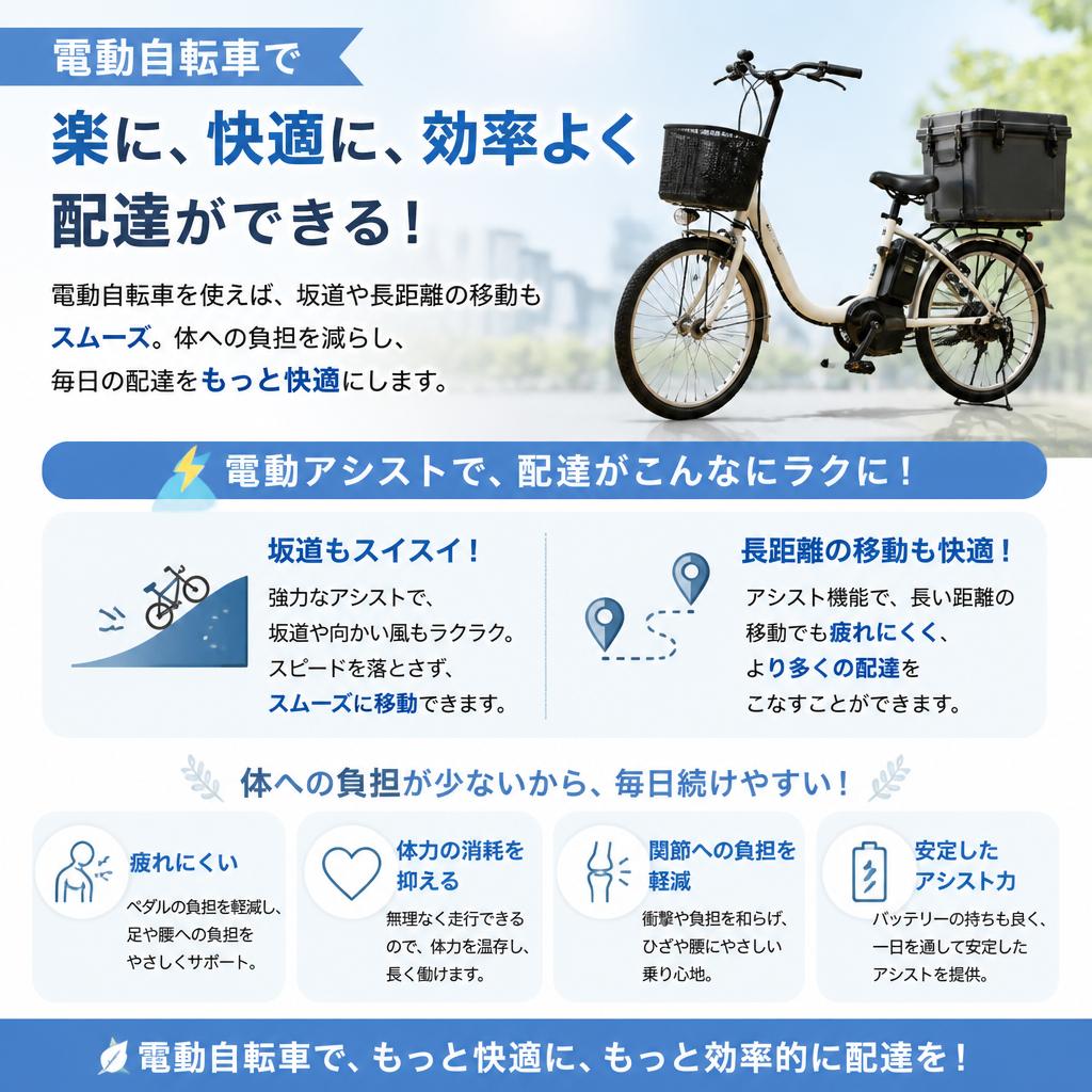ラクラク配達！電動自転車のメリット