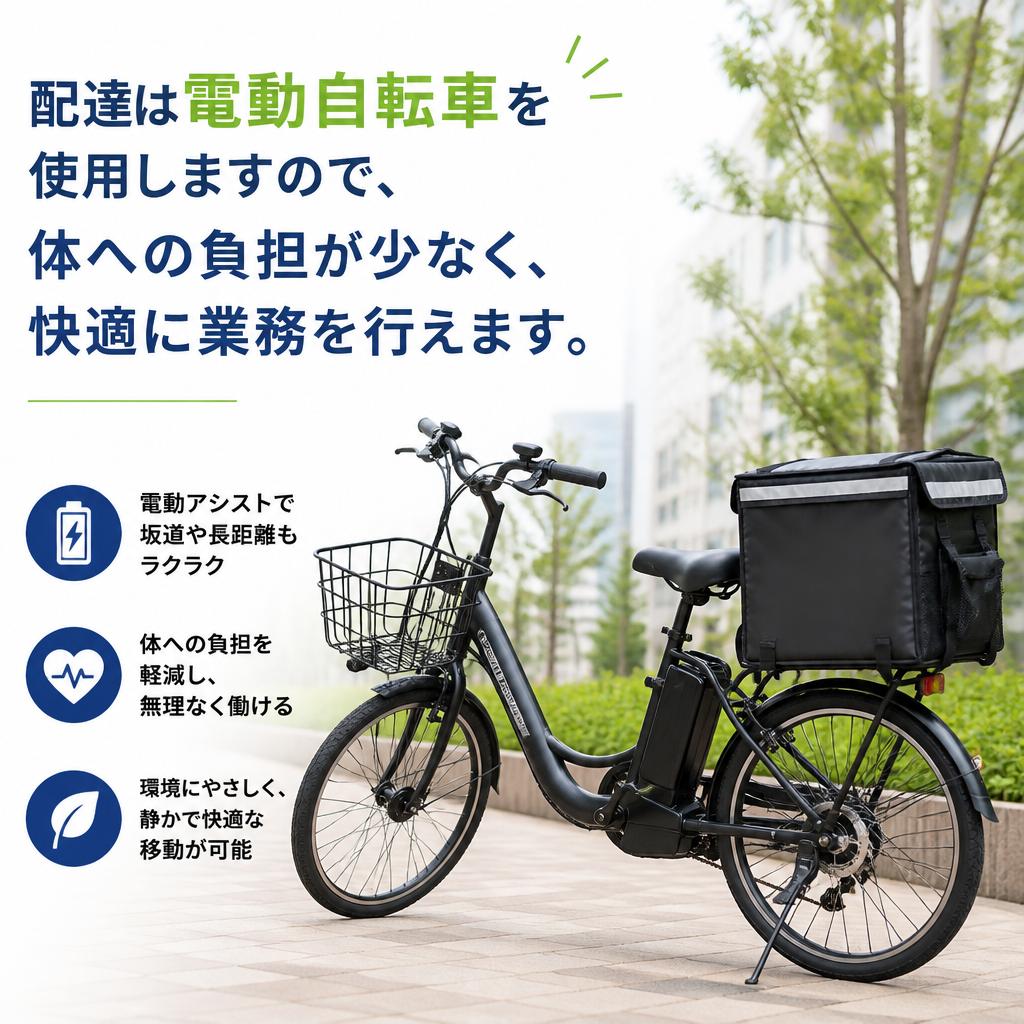 電動自転車で楽々配達