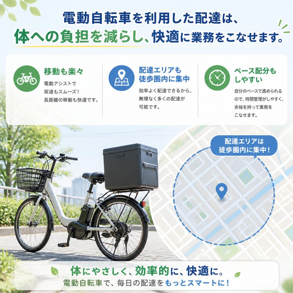電動自転車でラクラク配達