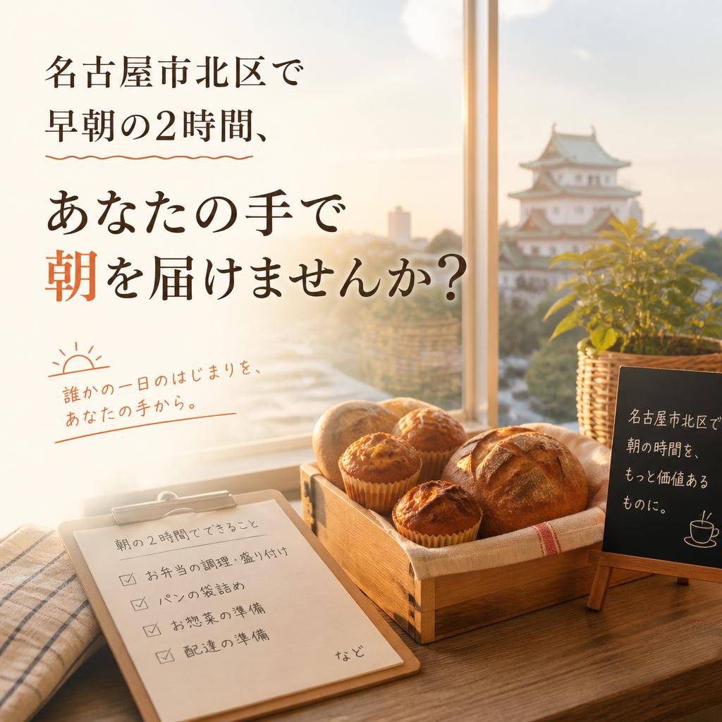 名古屋市北区で早朝の2時間、あなたの手で朝を届けませんか？