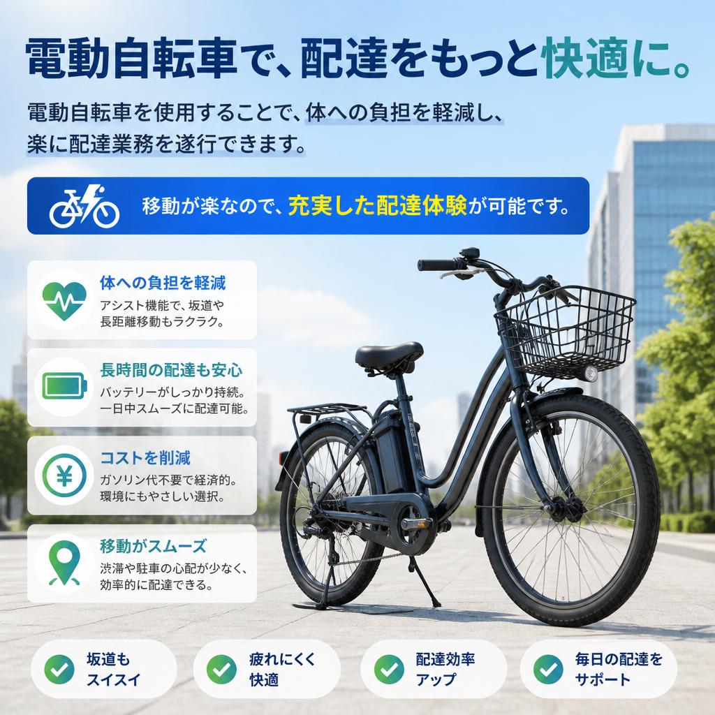 電動自転車で快適配達