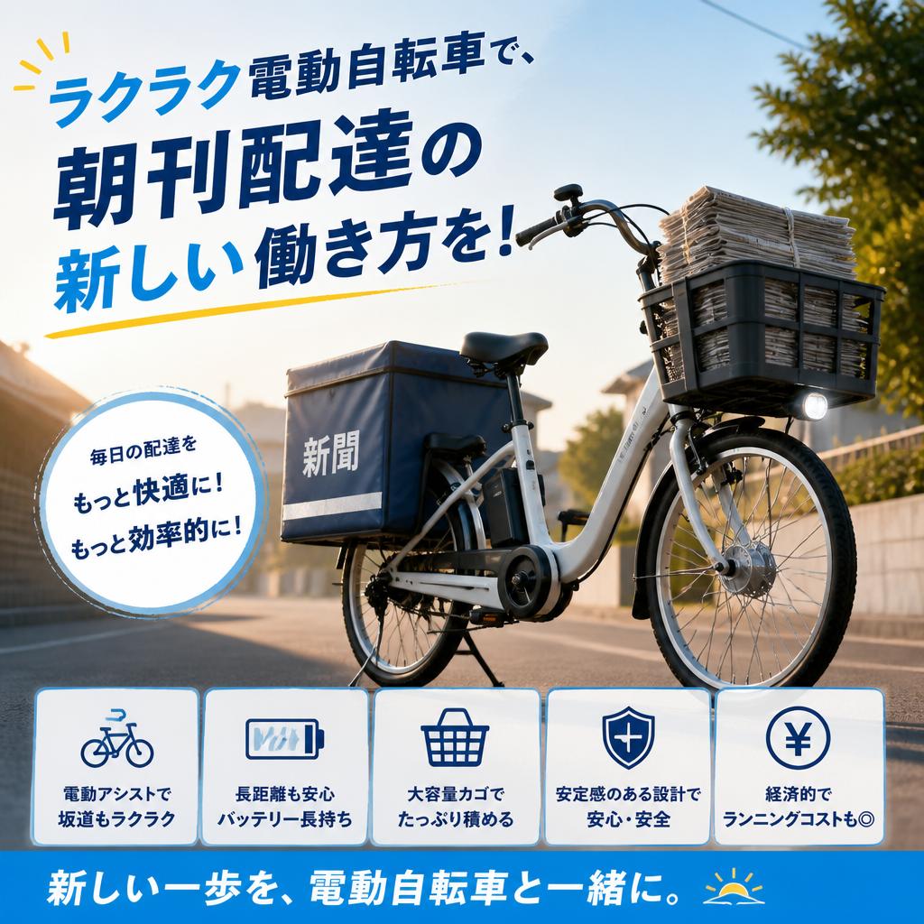 ラクラク電動自転車で、朝刊配達の新しい働き方を！
