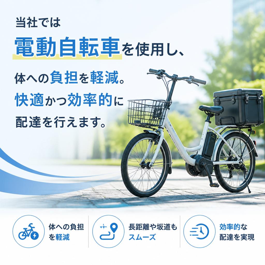 電動自転車でラクラク配達!