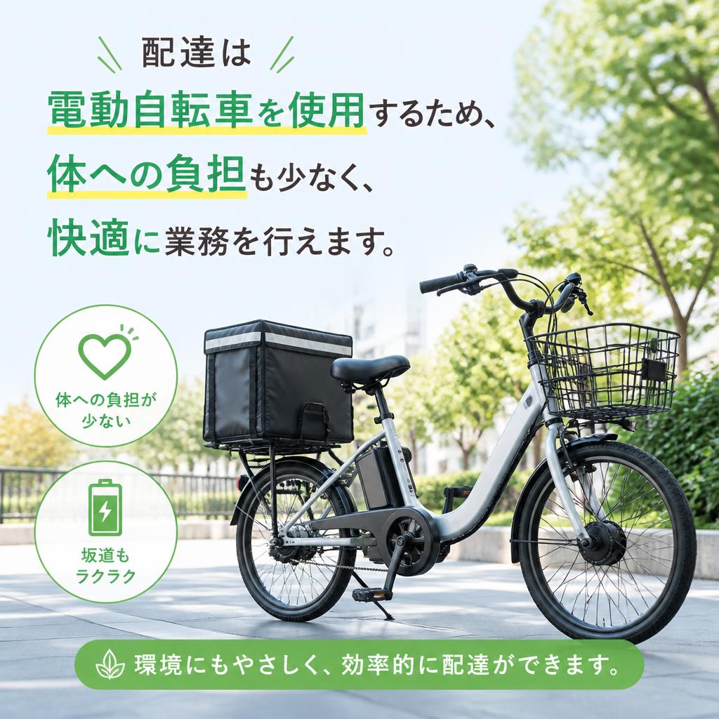電動自転車で楽々配達！