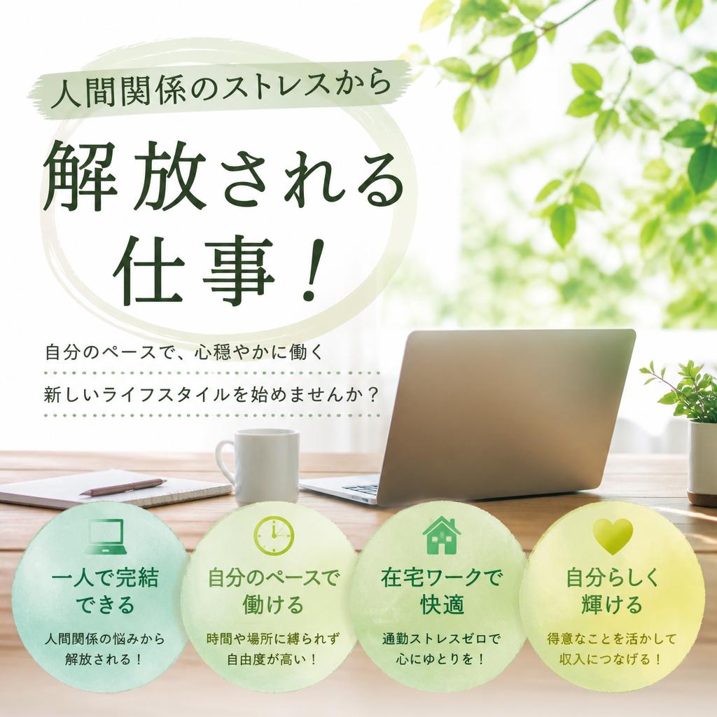 人間関係のストレスから解放される仕事！