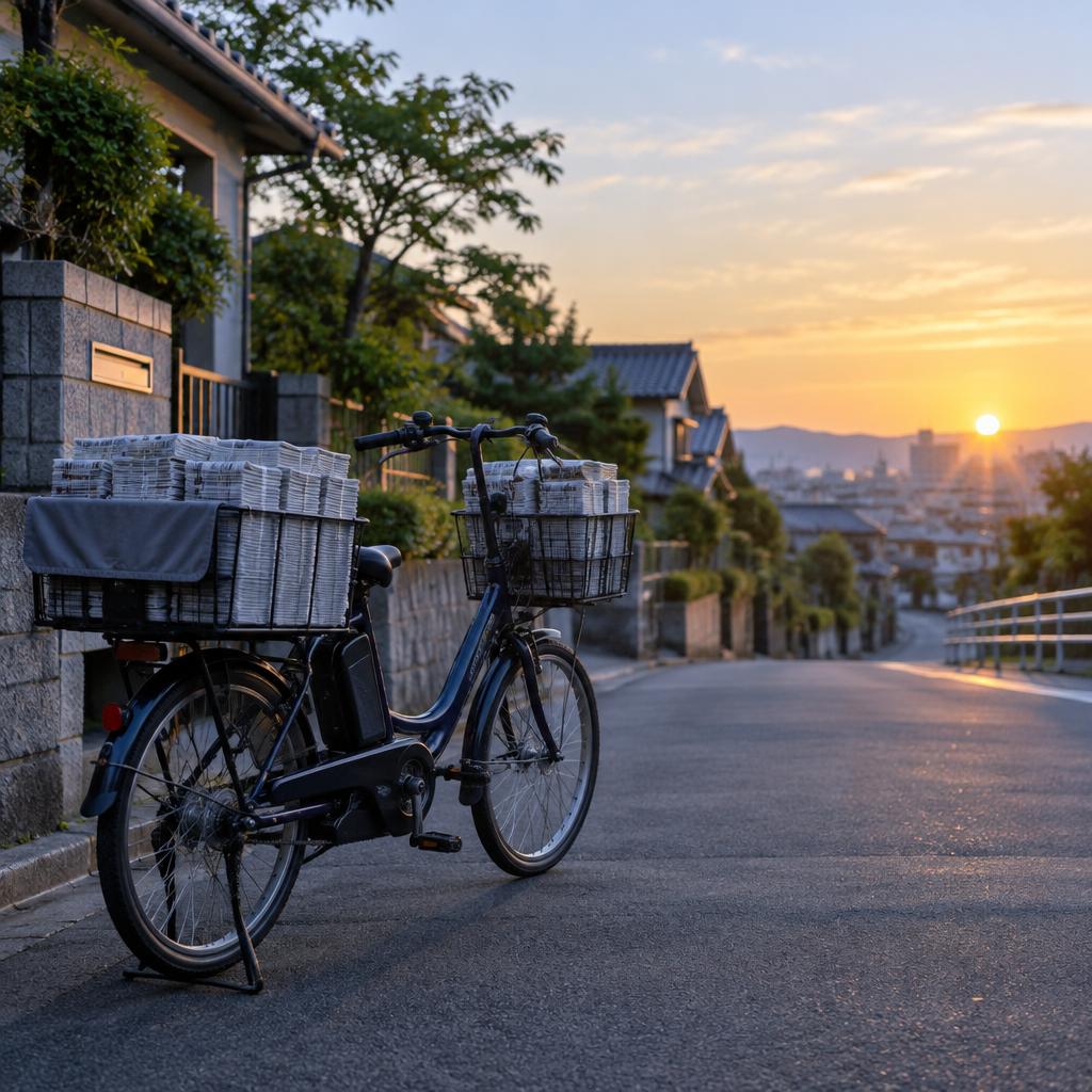 電動自転車でラクラク配達。早朝の街を自分のペースで